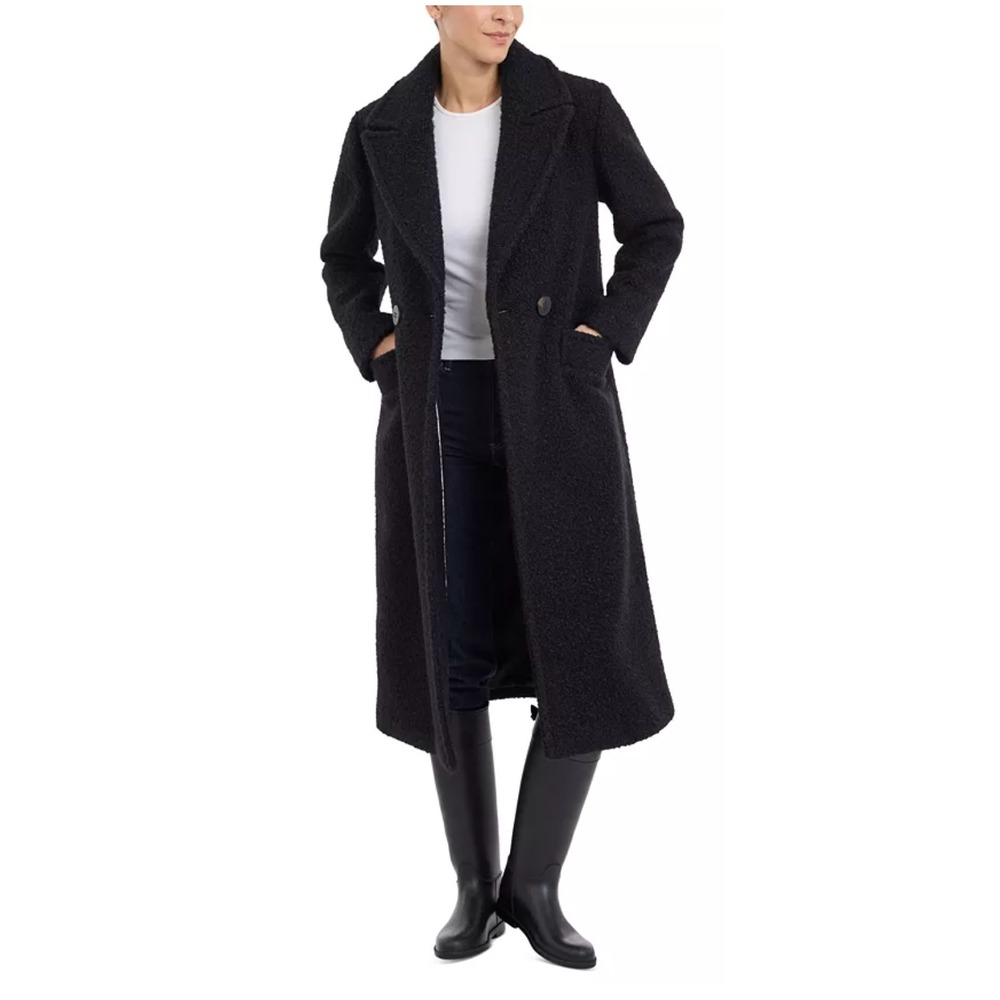 BCBGeneration Women's Double-Breasted Bouclé Walker Coat Black